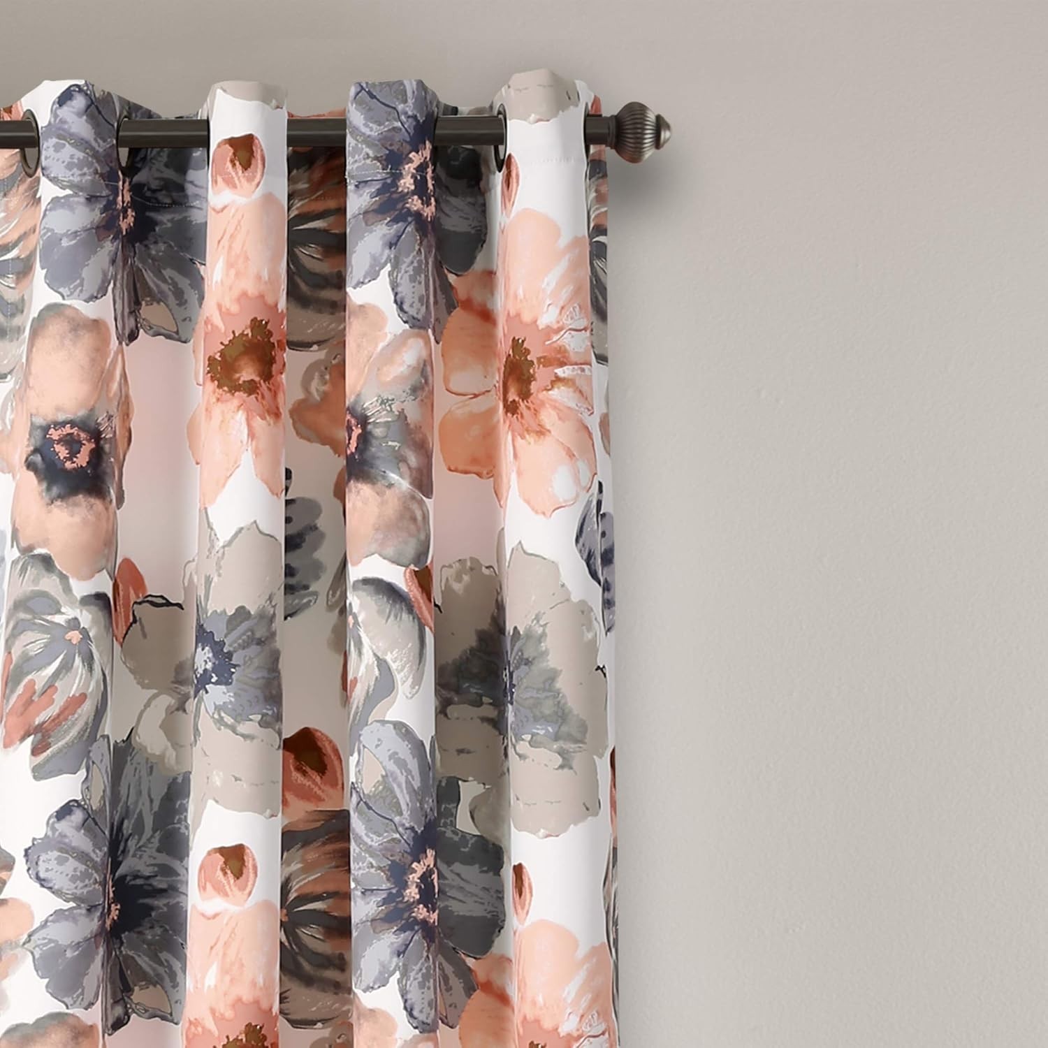 Leah Light Filtering Window Curtain Panels, Pair, 52″ W x 84″ L, Coral & Gray…