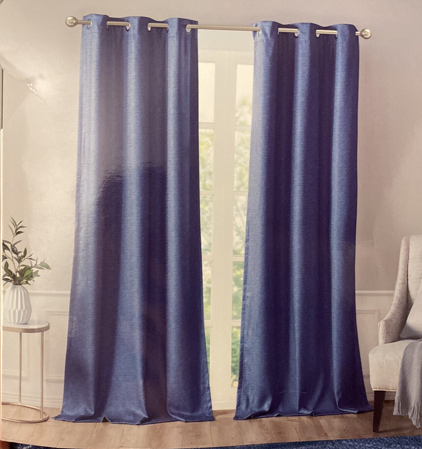 Sunsmart Como Total Blackout Polyester Curtain- 2 Panels-84”x84”-blue