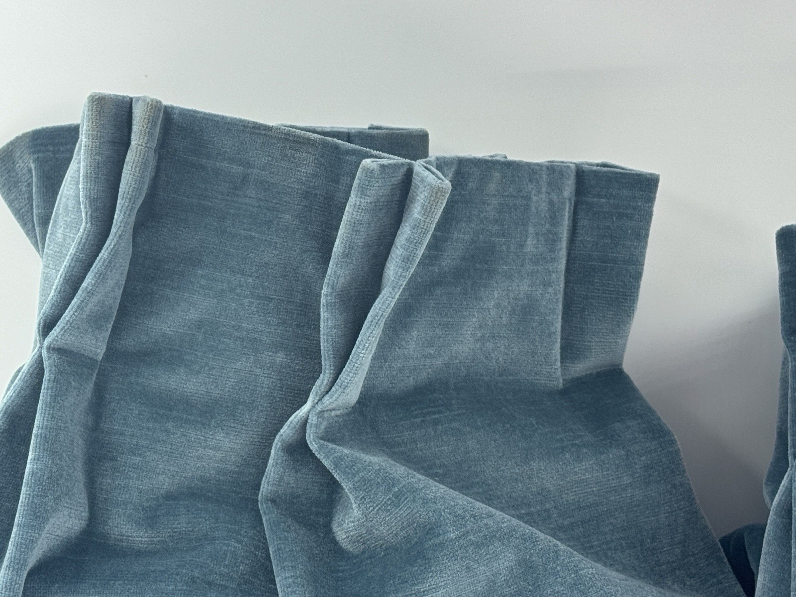 New Set/2 Williams Sonoma Home Solid Velvet Curtain – Cyan, Pleated – 50×96