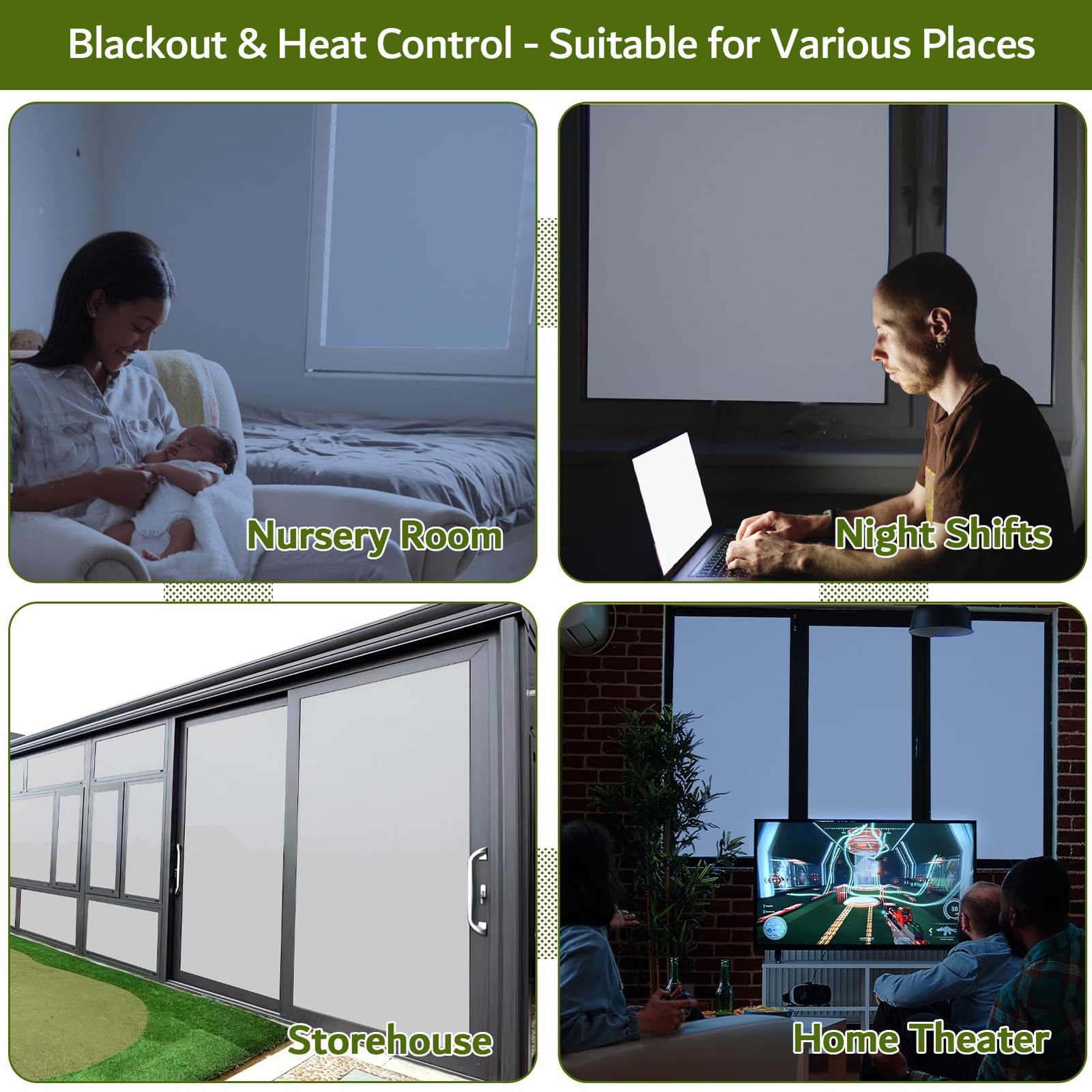 VELIMAX White Blackout Window Film, 100% Light Blocking Window Cover, Opaque