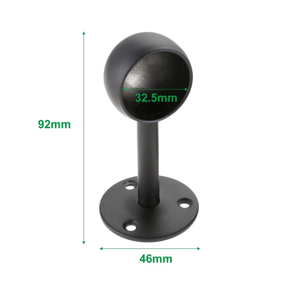 2Pcs Flange Rod Holders Black 5 Size for Ceiling Hanging Pole Wall Hanging Pole