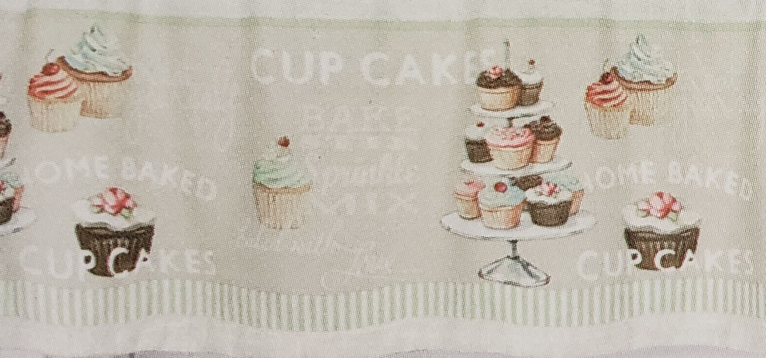 3 pc Printed Kitchen Curtains Set: 2 Tiers (28″x36″)& Valance (56″x15″) CUPCAKES