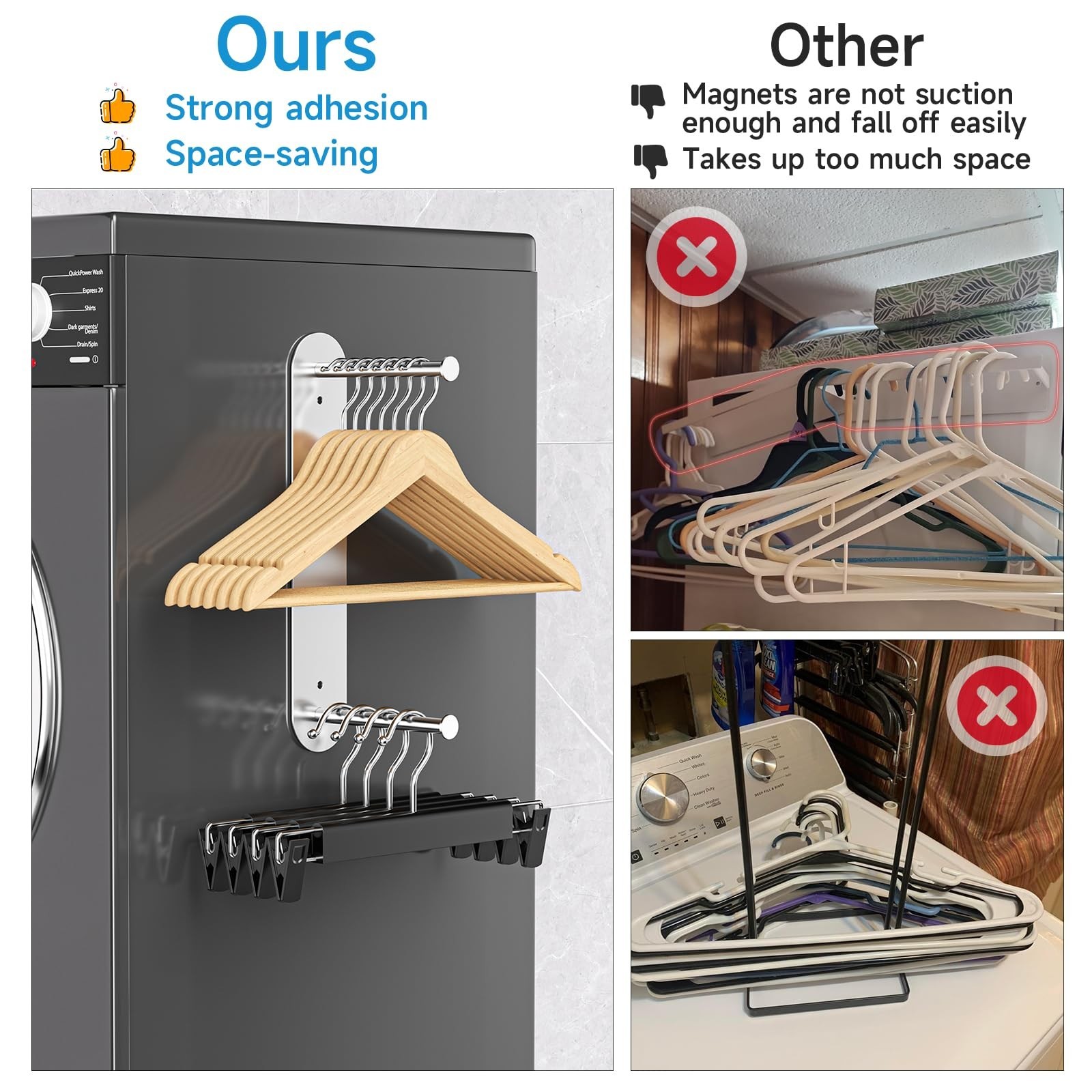 Hanger Holder for Laundry Room, Wall Mounted Clothes Hanger Organizer Stacker…
