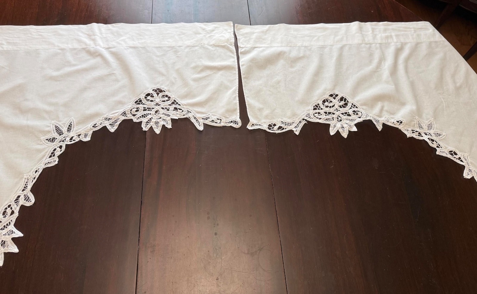Battenberg White Cotton Curtains Valances Swags 9 Pieces 3 Sets Cottage Core