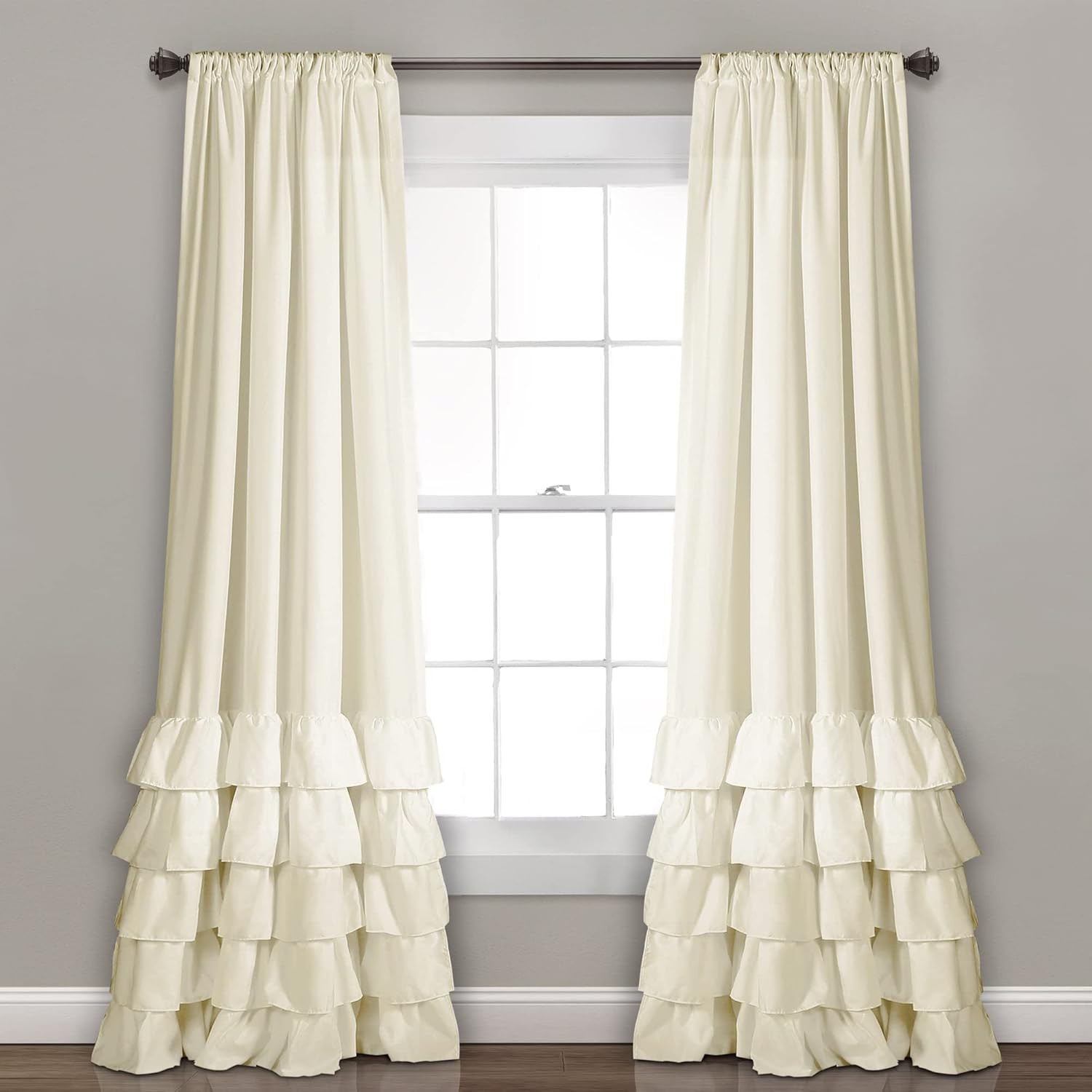 Allison Ruffle Light Filtering Window Curtain Panels Pair 40″ W X 84″ L White –