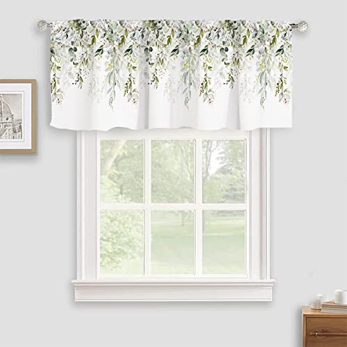 Valances Curtain Green Floral Kitchen Rod Pocket 18″W x 54″L (Pack of 1) Sage