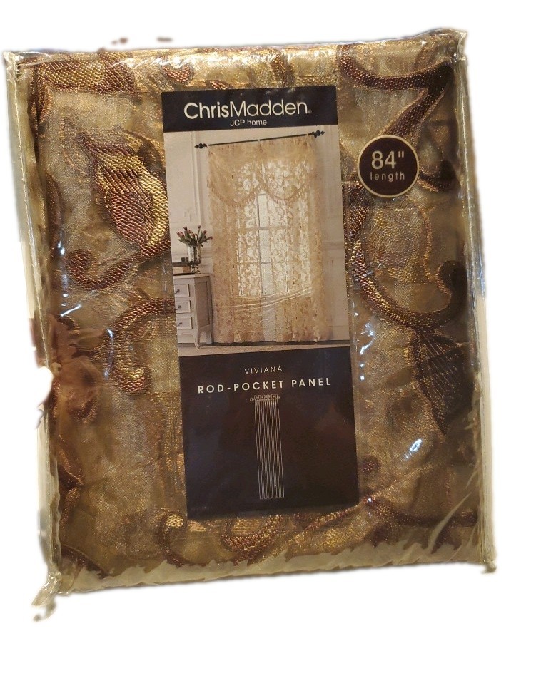 Chris Madden Viviana Rod-Pocket Panel 50″ W x 84″ L Rich Burgundy Sheer New JCP