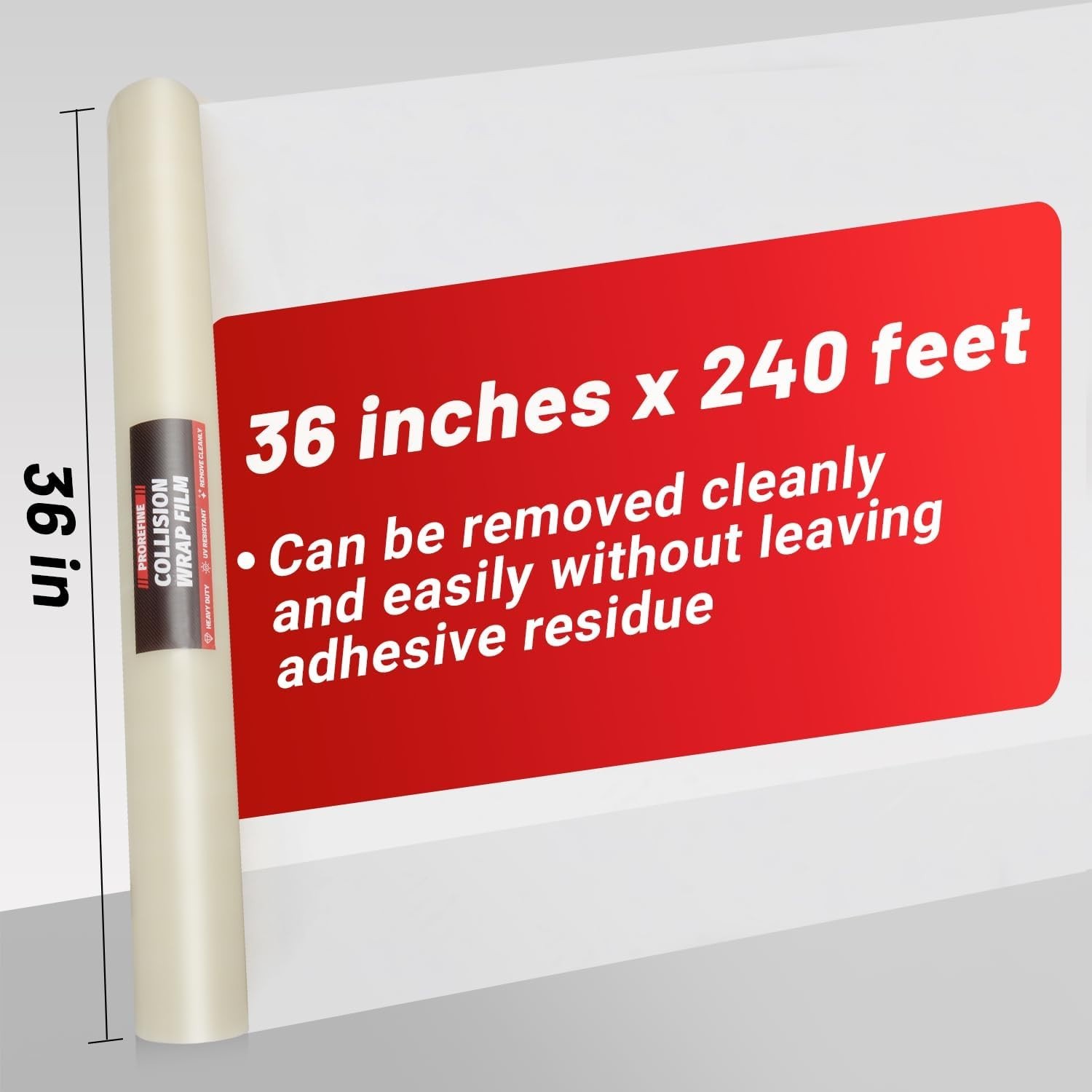 NEW Crash Wrap Film 36in x 240ft Clear Plastic Self Adhesive Protector