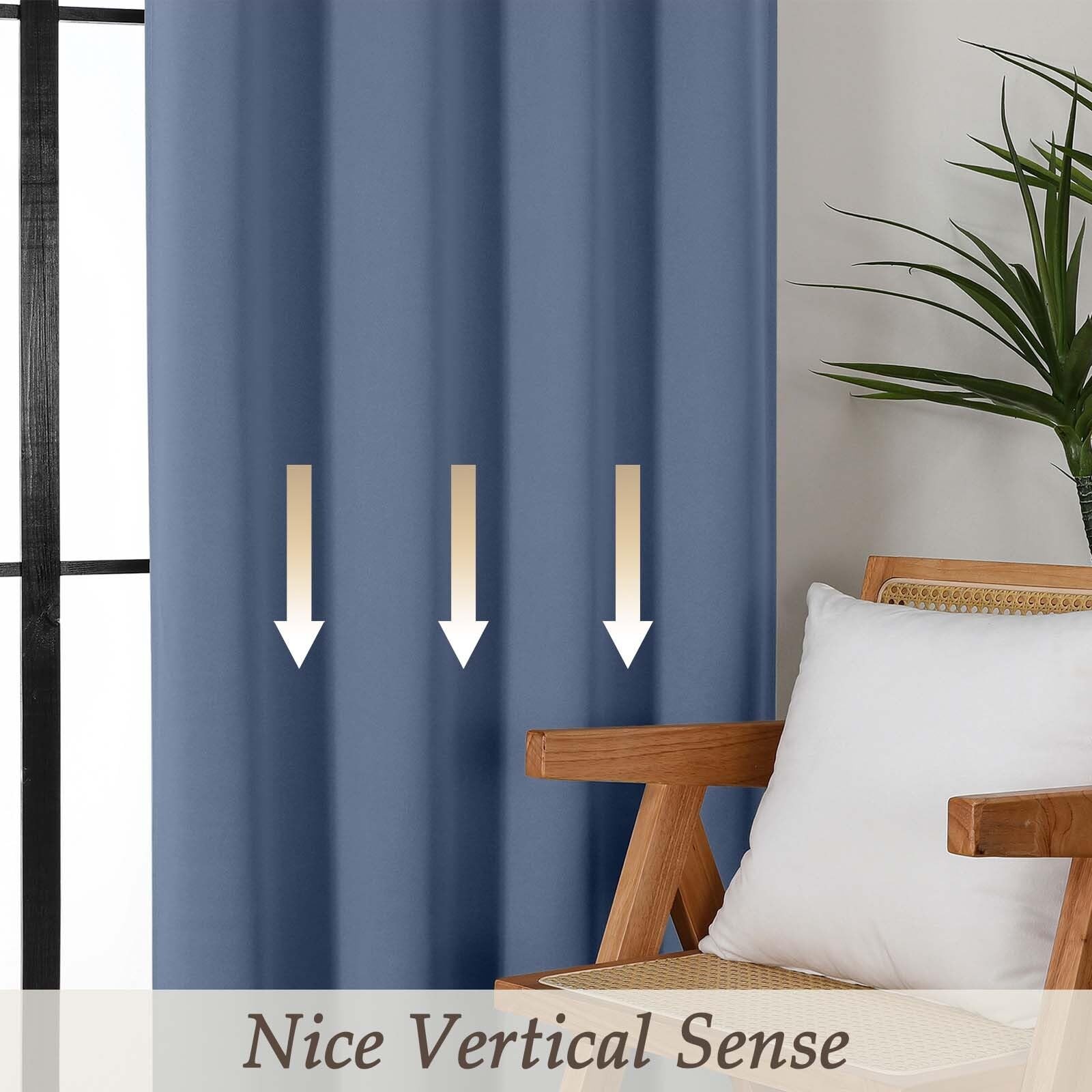 Denim Blue Blackout Curtains for Living Room 72 inches Long, Noise Reducing R…