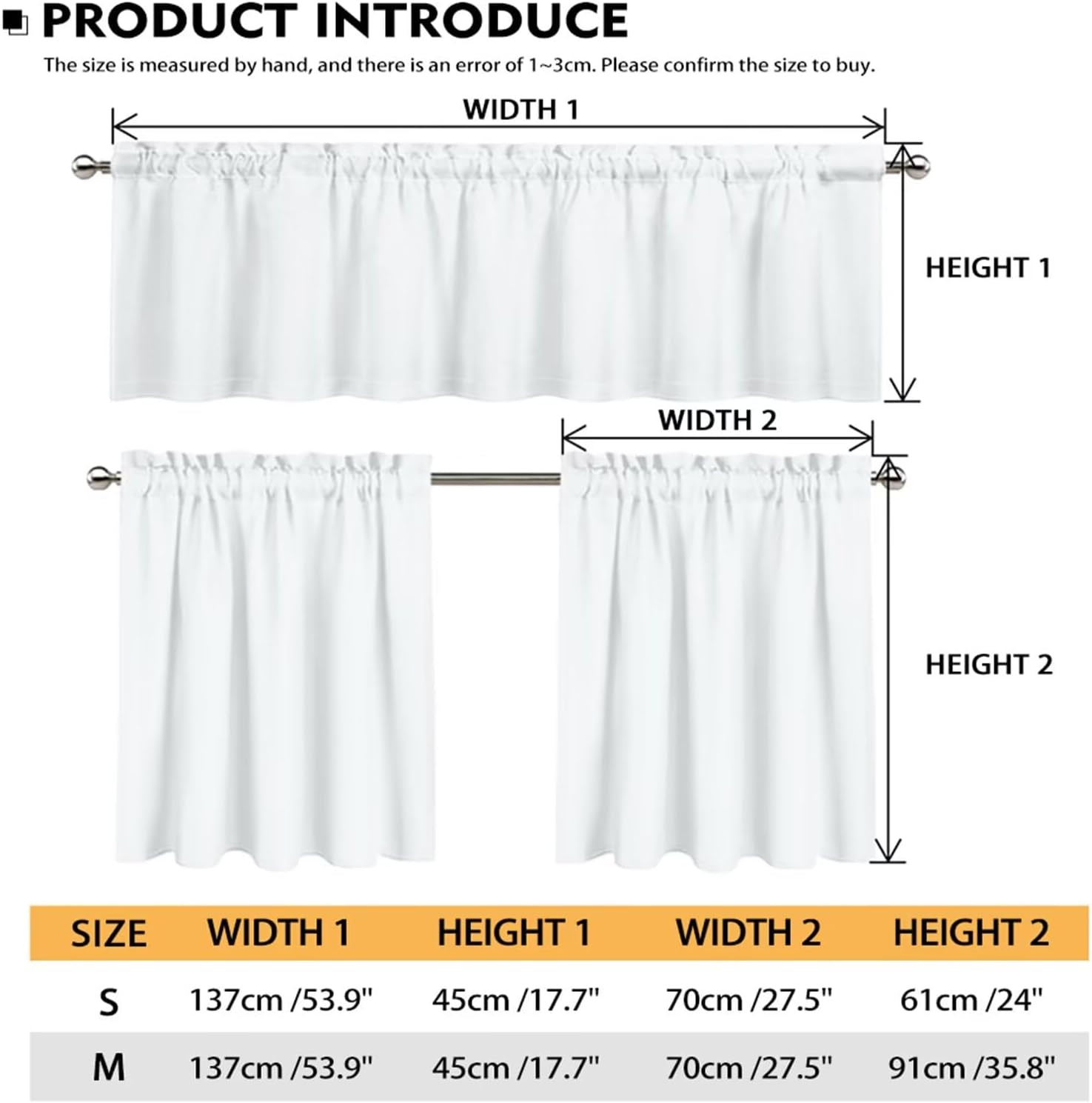 Roosters 3-Piece Kitchen Curtains & Valances Set, Tier Curtains, 24 Inch Length,