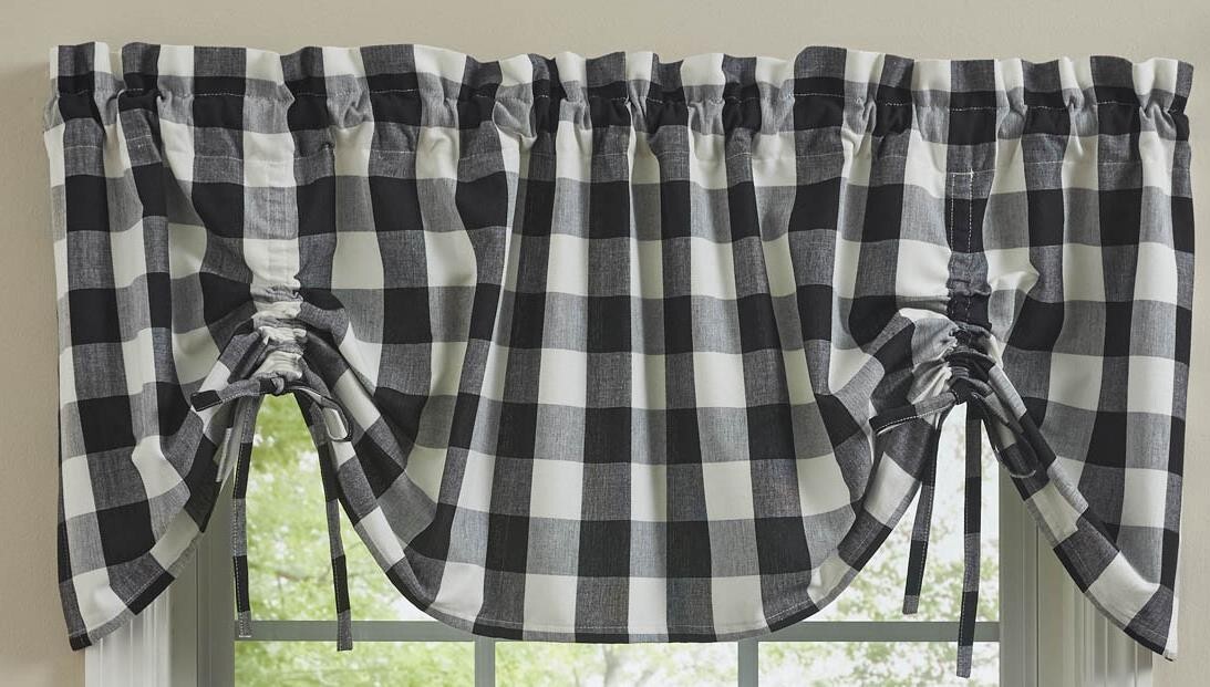 Farmhouse Black & Cream 60 x 20  Lined Window Valance by Park Designs 