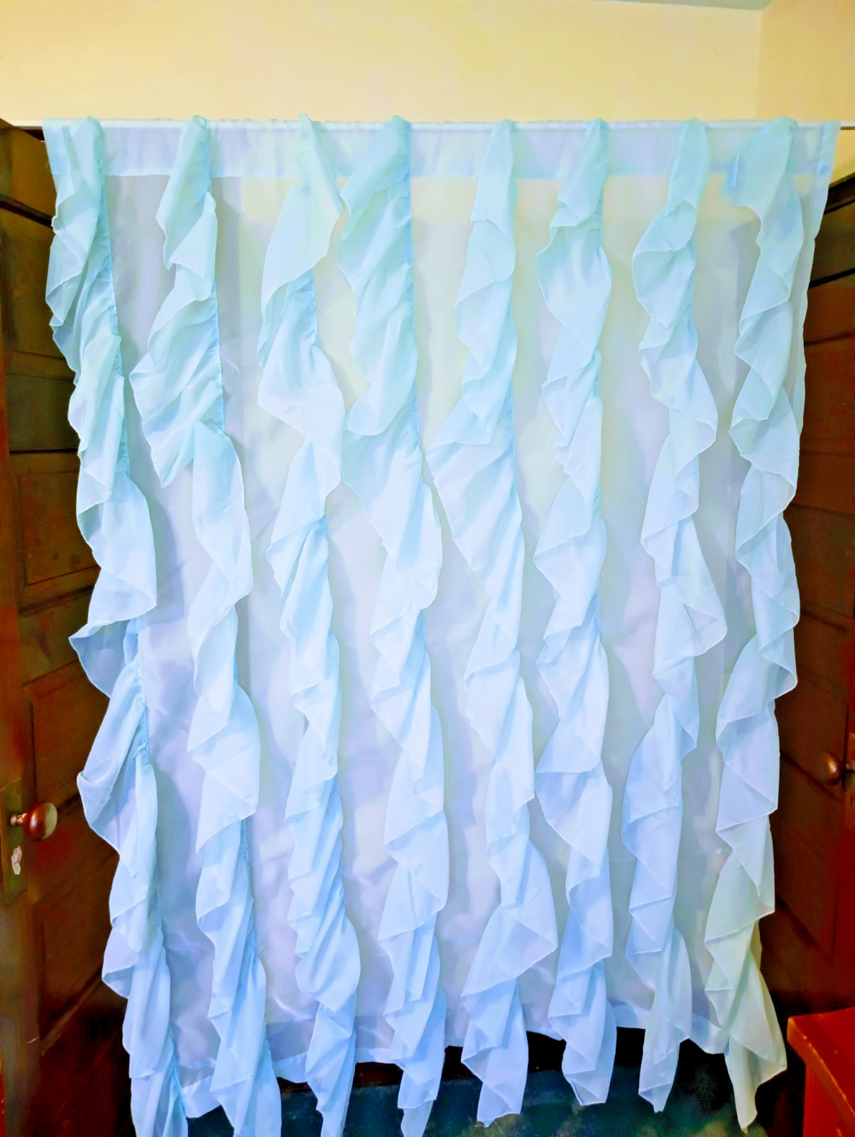 5 Sheer Sky Blue Vertical Ruffled Curtain Panels ea 50″W x 66″L Total 250″ x 66″