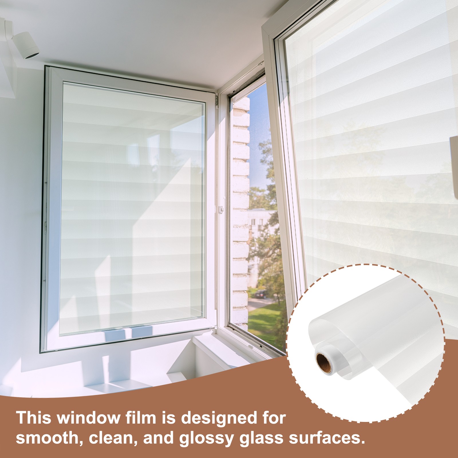 78.7 x 15.7 Inch Glass Window Privacy Film Day & Night Blinds Pattern