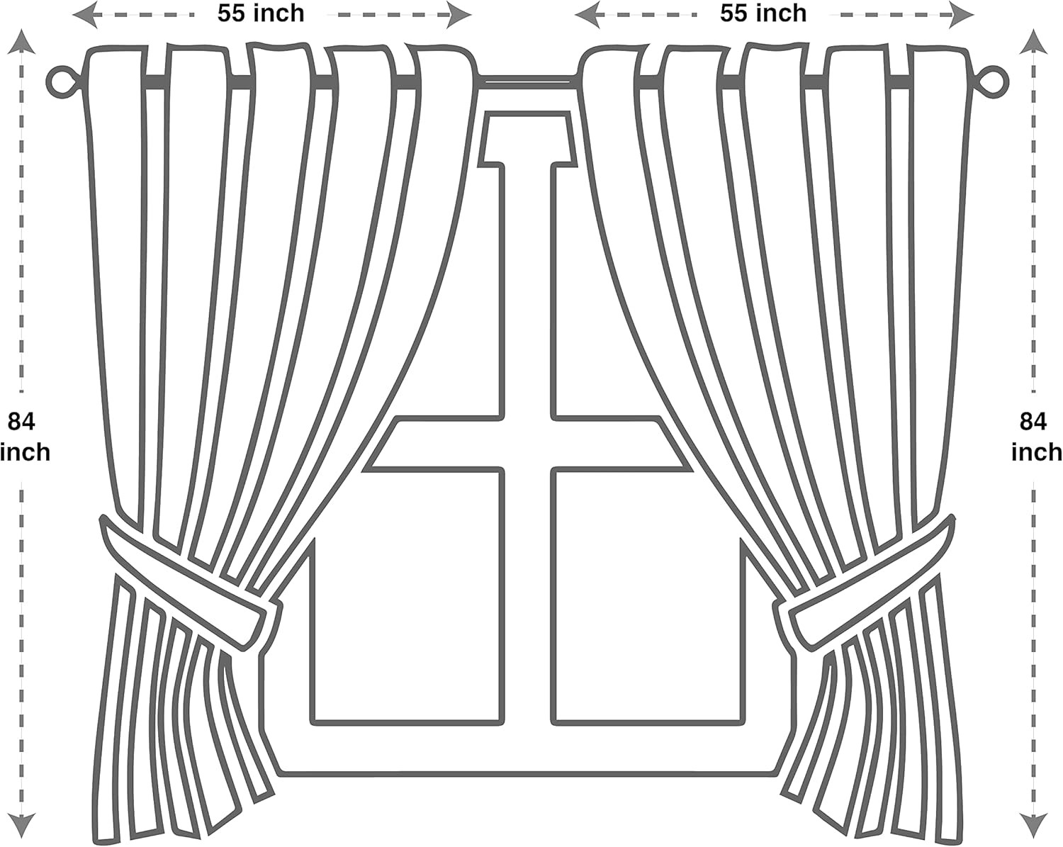 Jacquard Luxury Window 2 Panel Set White Curtain with Attached Valance and Backi