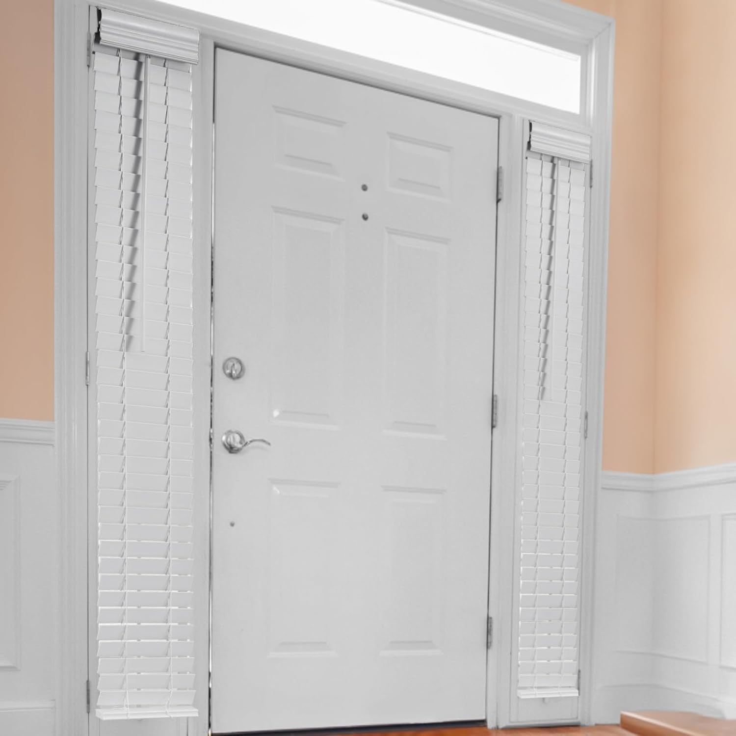 2 Pack 2 in Cordless Sidelight Blinds 8.5 x 72 in Horizontal White Faux Wood