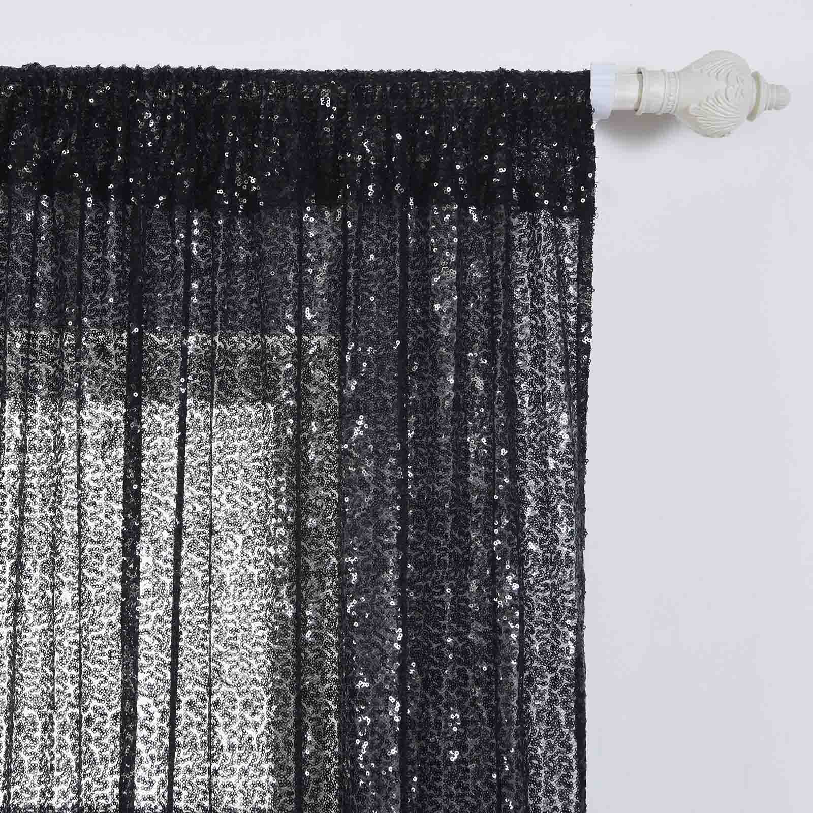 2 pcs 52″ x 64″ Sequined Window Curtains Drapes Panels Backdrop Home Party Decor