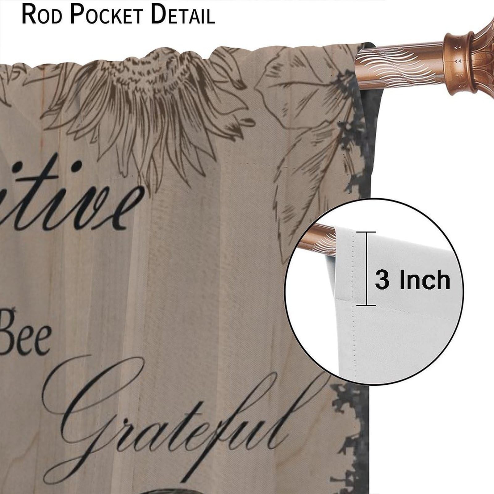 Fblifil Rustic Farmhouse Bee Curtains Daisy Animal Country Positive Vintage I…