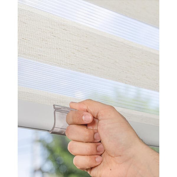 Chicology Cordless Light Filtering Dual Layer Zebra Roller Shade – Basic Natural