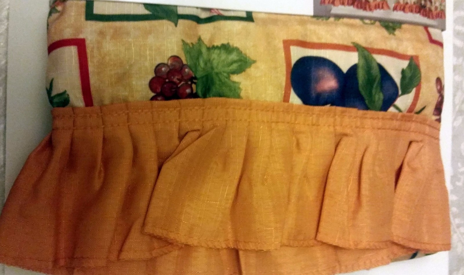 3pc Printed Kitchen Curtains Set:2 Tiers (30″x36″) & Swag (60″x36″)FRUITS BOX,LX