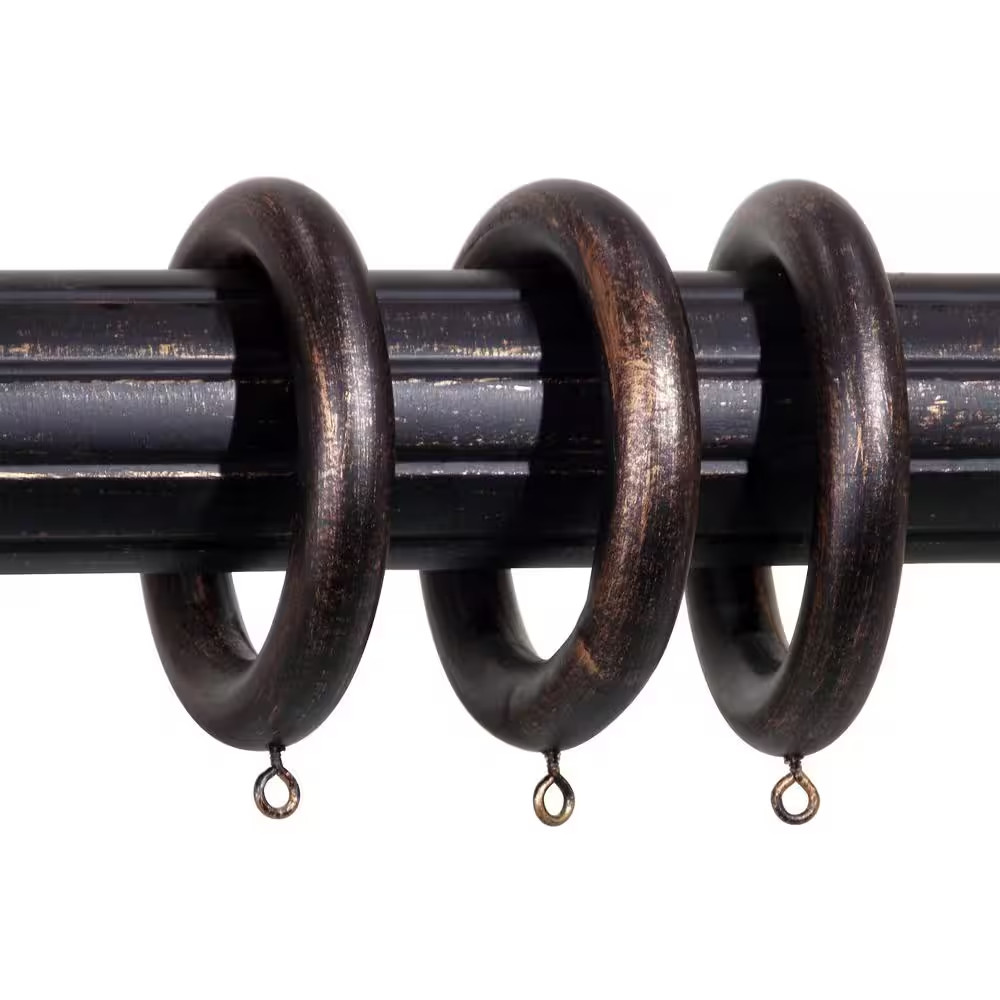 Antique Bronze Wood Curtain Rings (Set of 7)