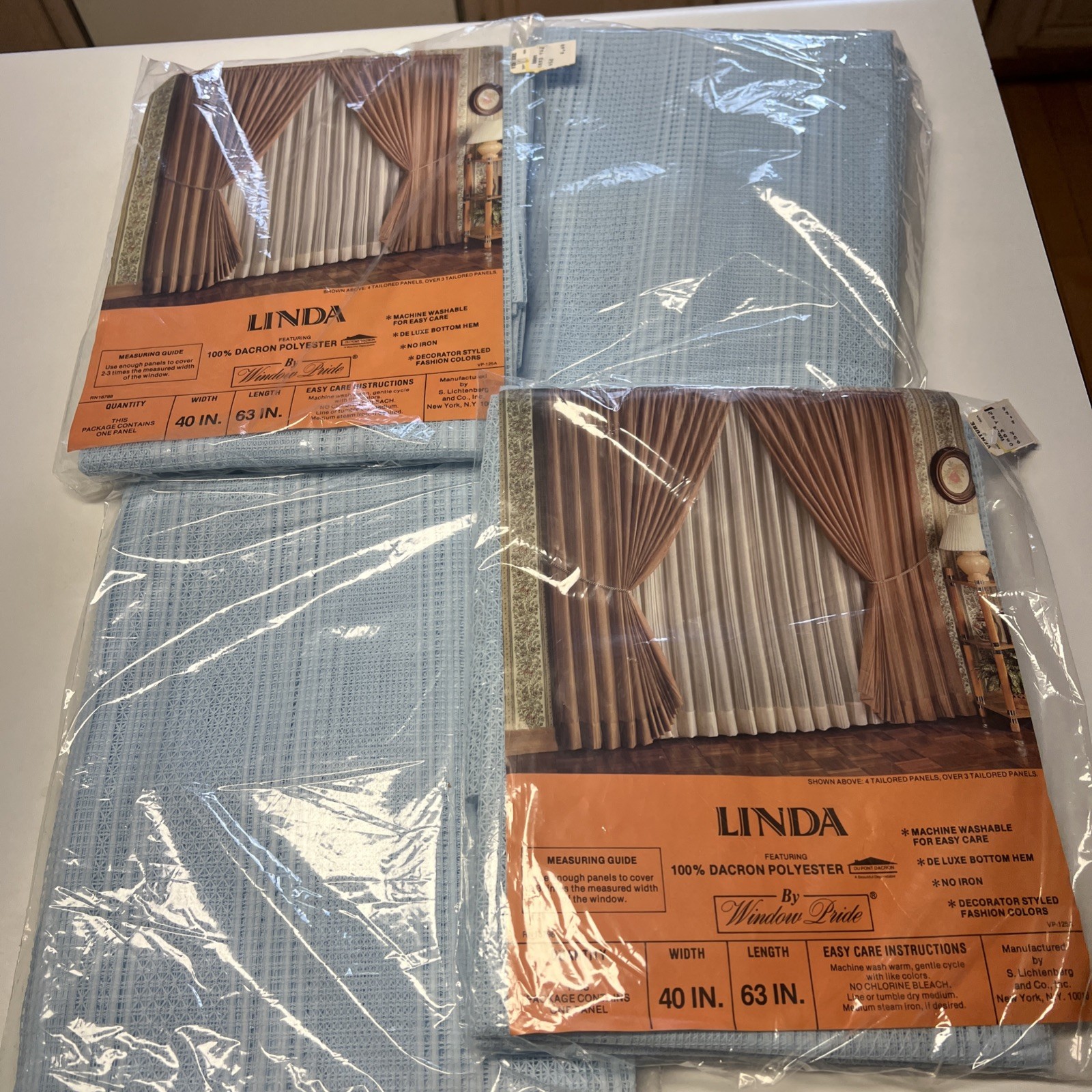 Window Pride Set Of 4 Textured Curtain Panel Light Blue Linda” 40 x 63″ USA NEW