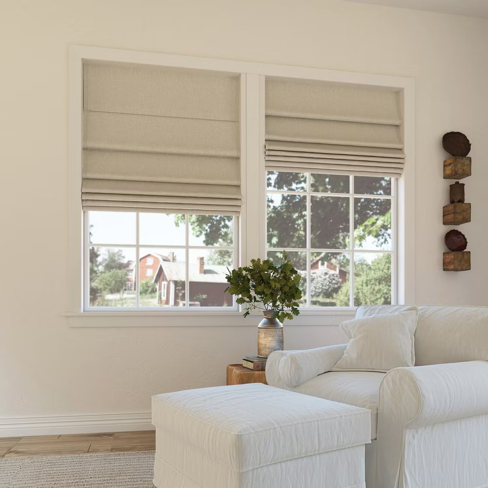 27″x64″ Sun Zero 100% Blackout Pryer Textured Cordless Roman Window Shade Stone