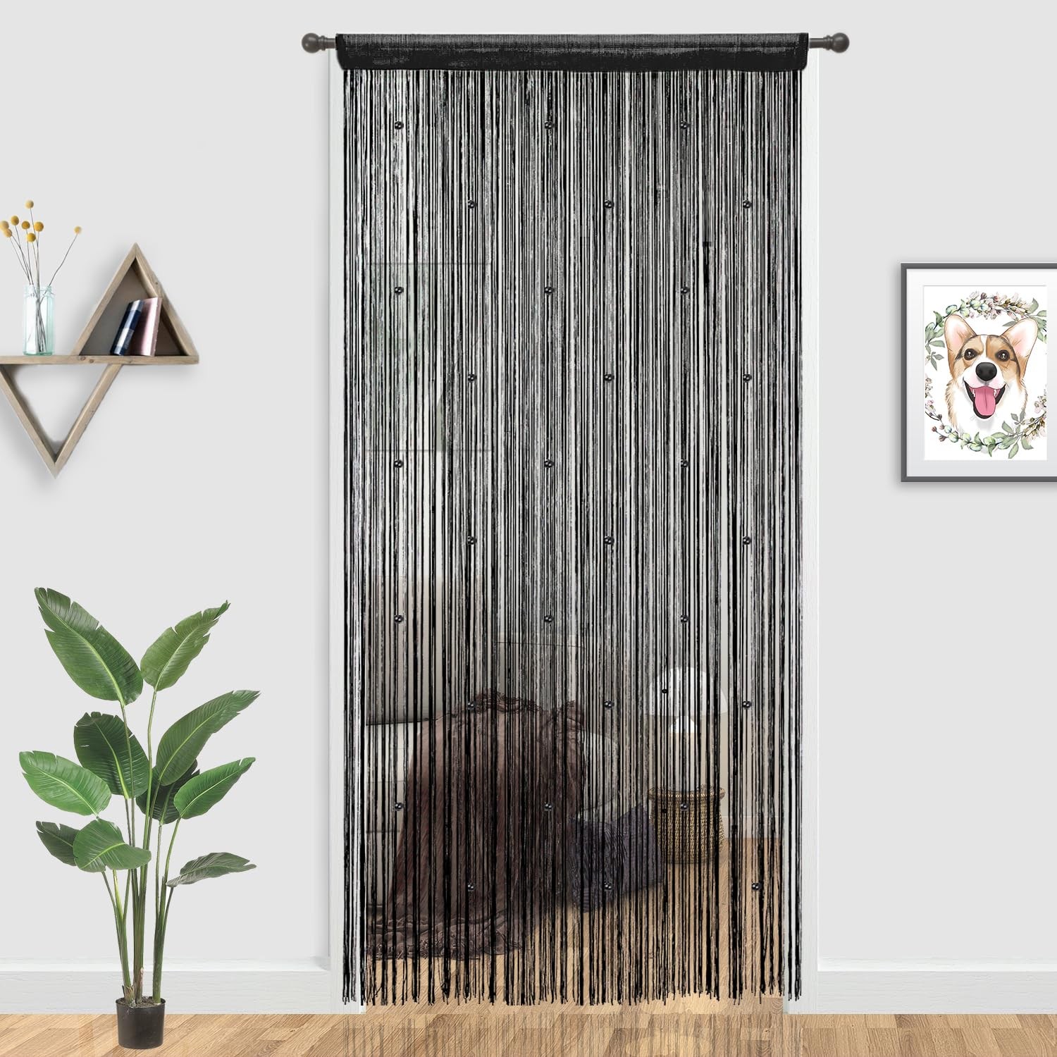 Beaded Curtain Beaded Curtains for Doorways 35″W x 79″L (Pack of 1) Black