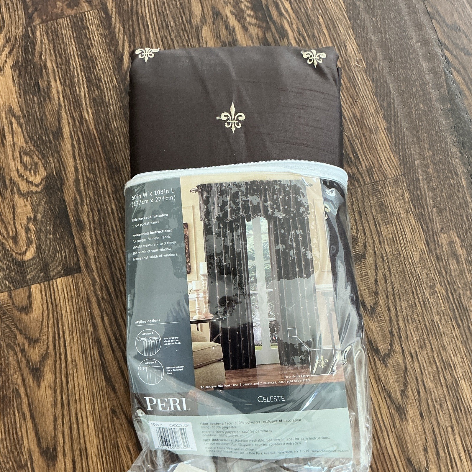 PERI Celeste Chocolate Fleur-de-lis curtains 50×108 Polyester
