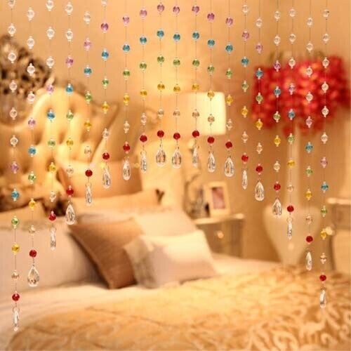 Acrylic Crystal Strings Bead Curtain with Original Glass Drop- Set of 10