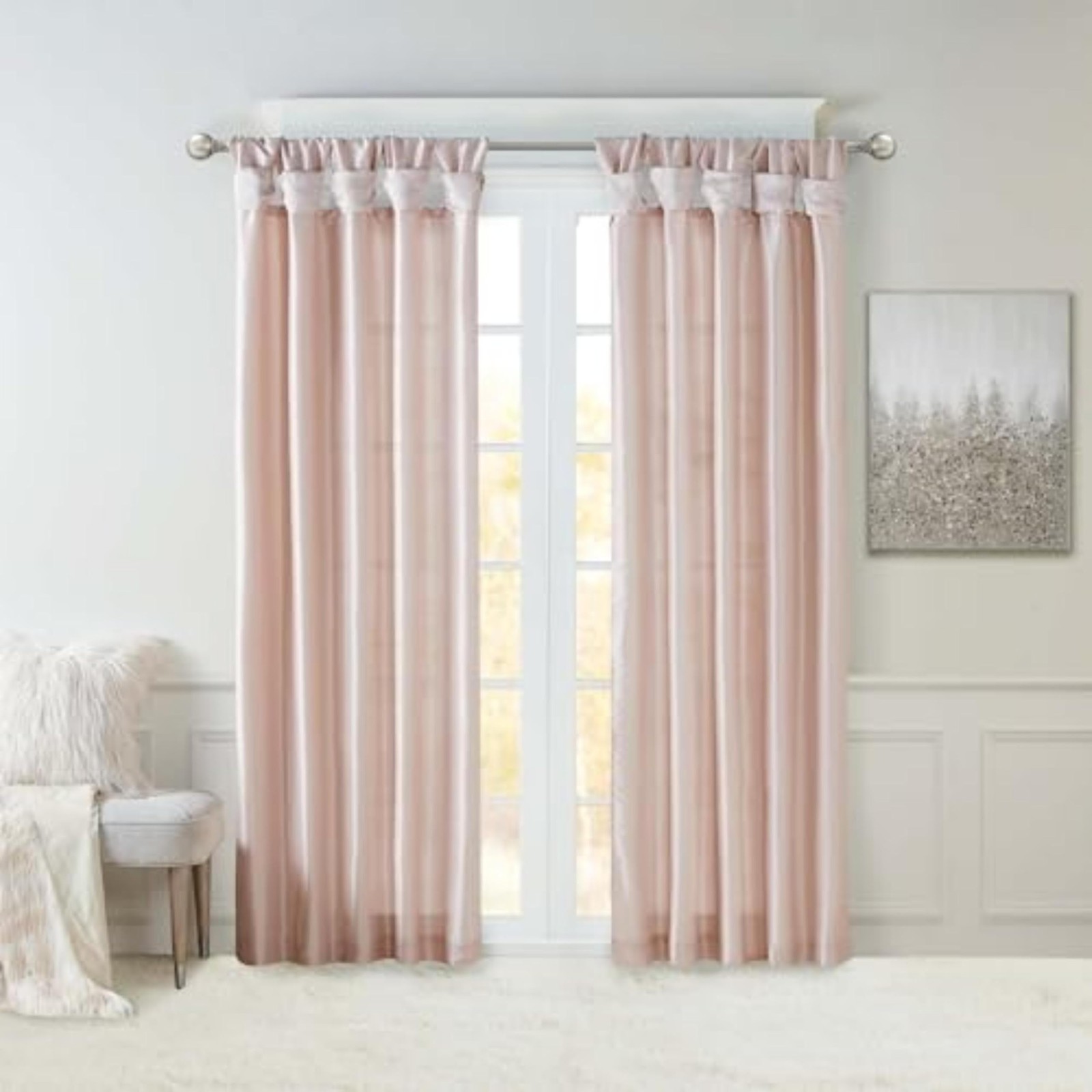 Emilia Faux Silk Single Curtain with Privacy Lining, DIY Twist Tab Top,…