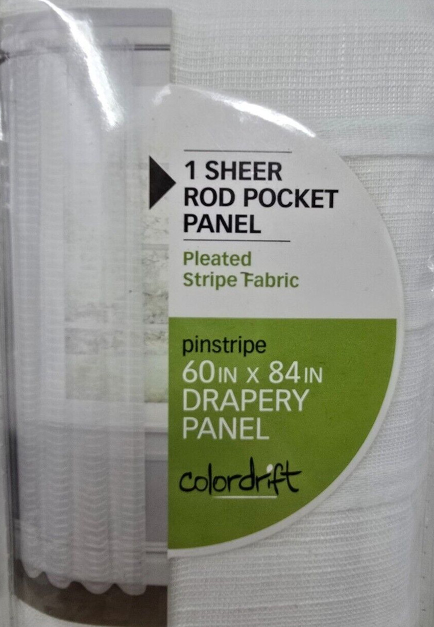 Colordrift White Striped Polyester 60 in. W X 84 in. L Rod Pocket Sheer Curtain