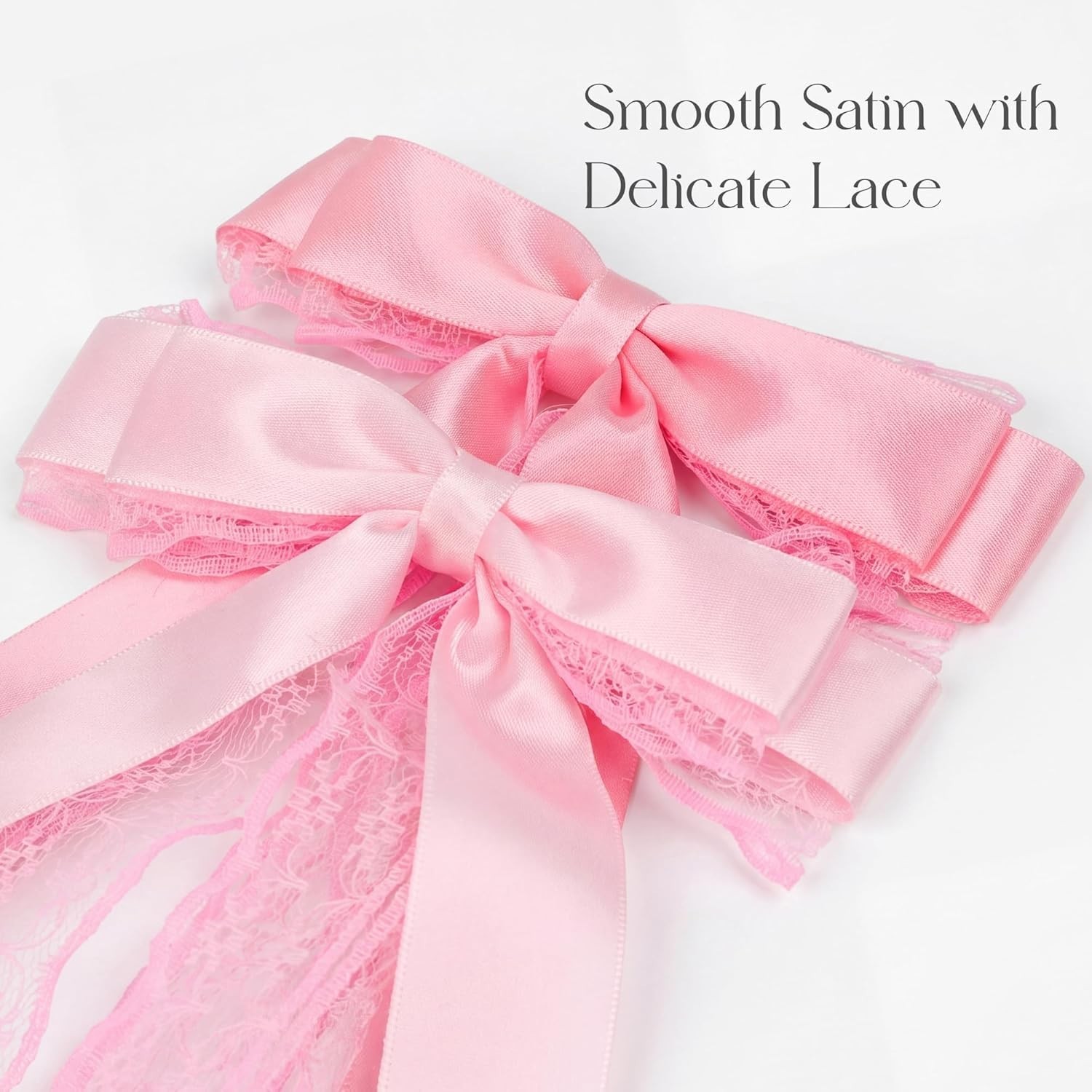 45Pcs Pink Lace Bow Wall Decor, 4 Styles Satin Bows Garland, DIY Bow Photo Ba…