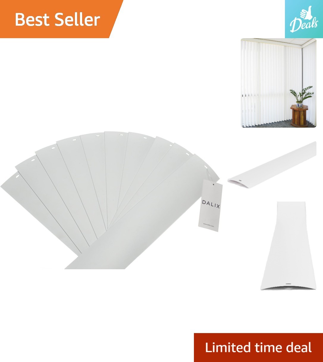 Elegant 10-Pack of Curved PVC Vertical Blind Slats – 82.5″ x 3.5″ Smooth Finish