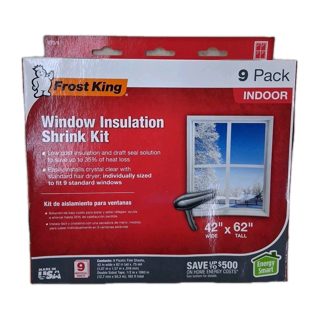 Frost King Window Winterizing Insulation Shrink Kit 42in x 62in 9 Pack