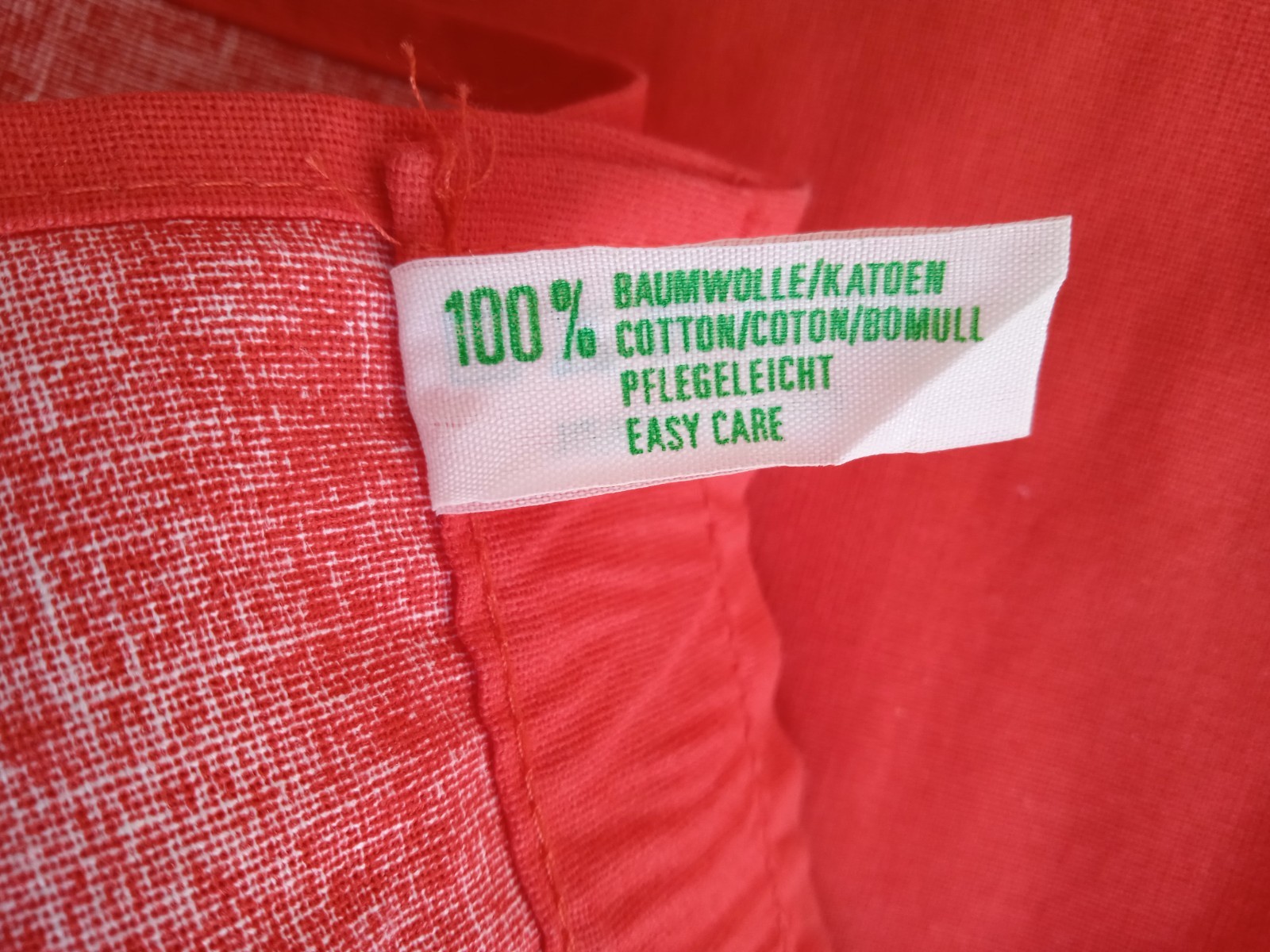 Vintage Christmas Red Cotton Valance with Candle & Flower Pattern Made in Brazil