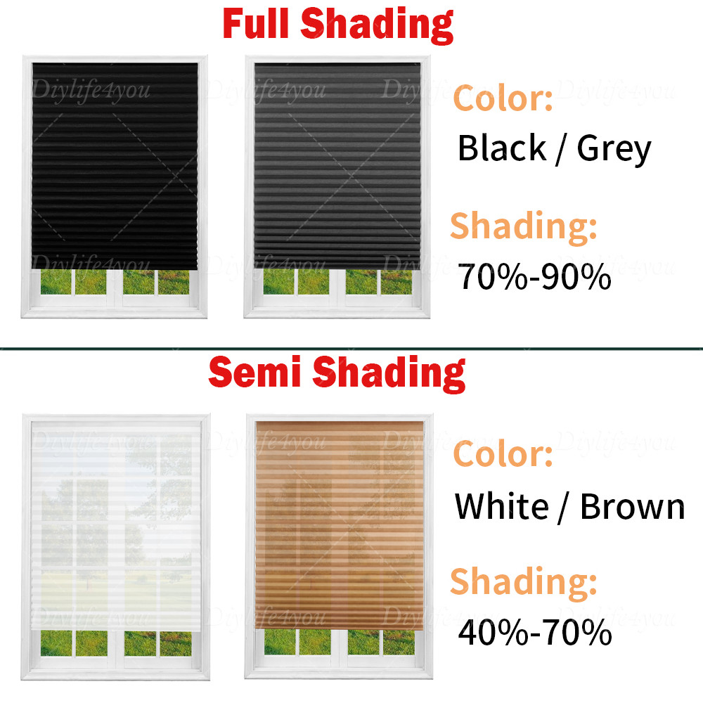 Window Shades Blinds Cordless Self Adhesive Temporary Pleated Paper Blinds Doors