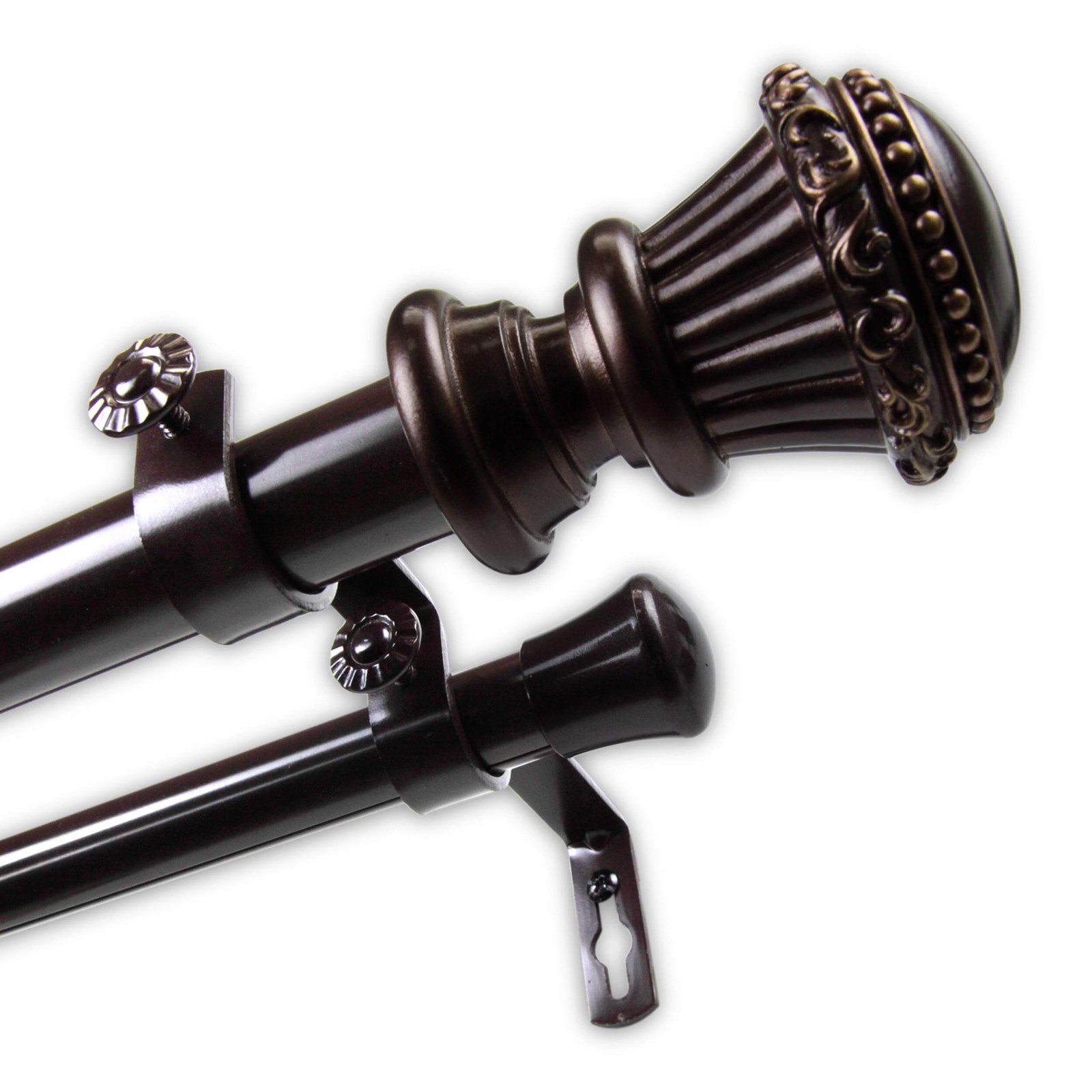 InStyleDesign Trinity 1 inch Diameter Adjustable Double Curtain Rod Satin Nickel