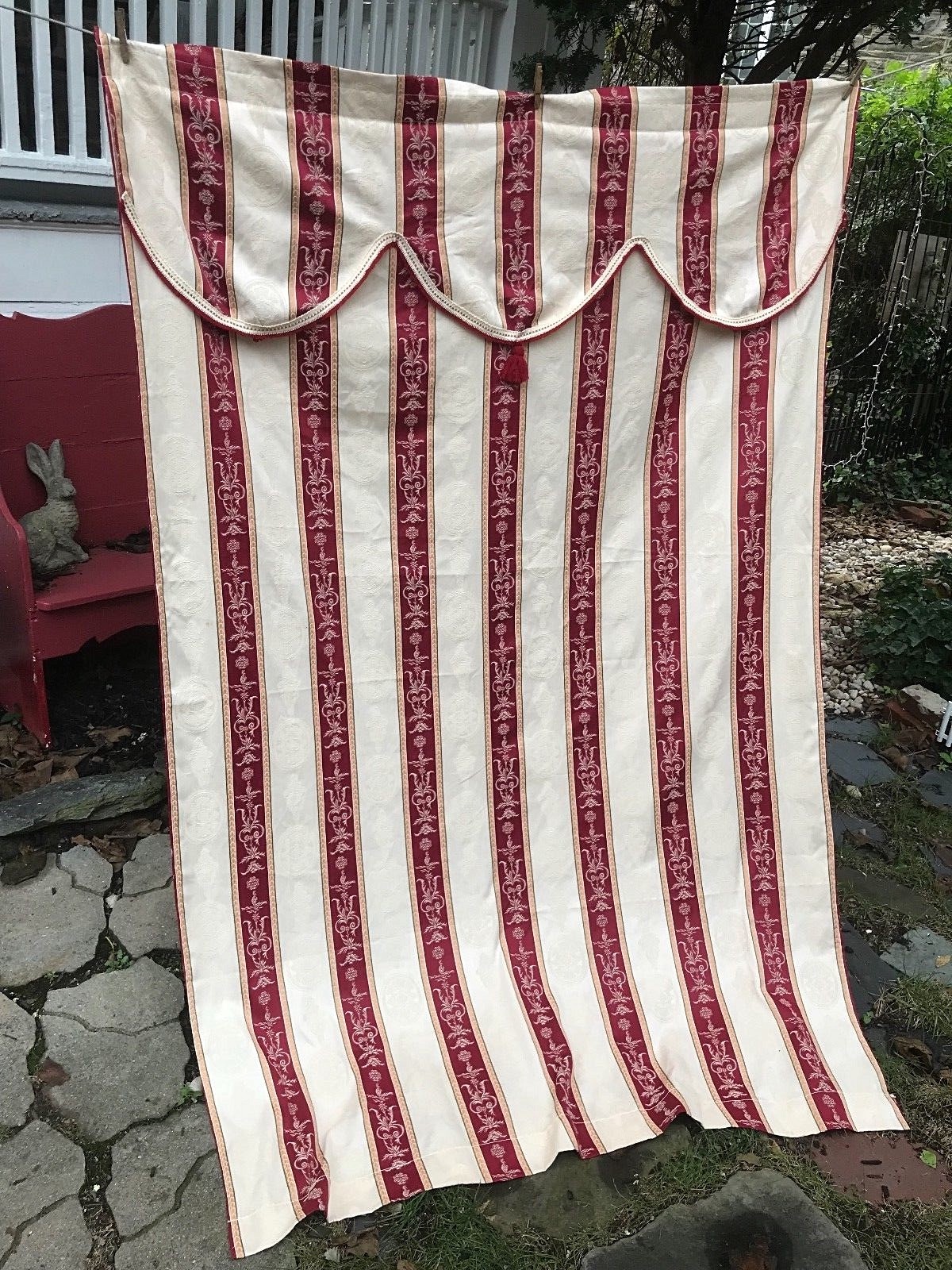 Curtain Drape Panel Valance Stripe Embossed Fabric Pocket Rod 58×88