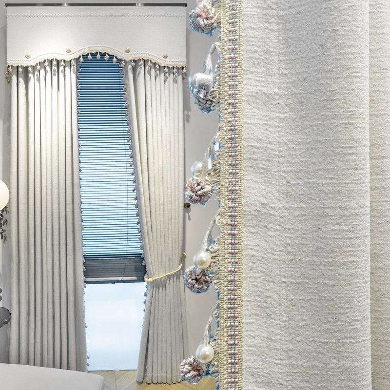 French modern minimalist valance cloth chenille window curtain tulle M1867