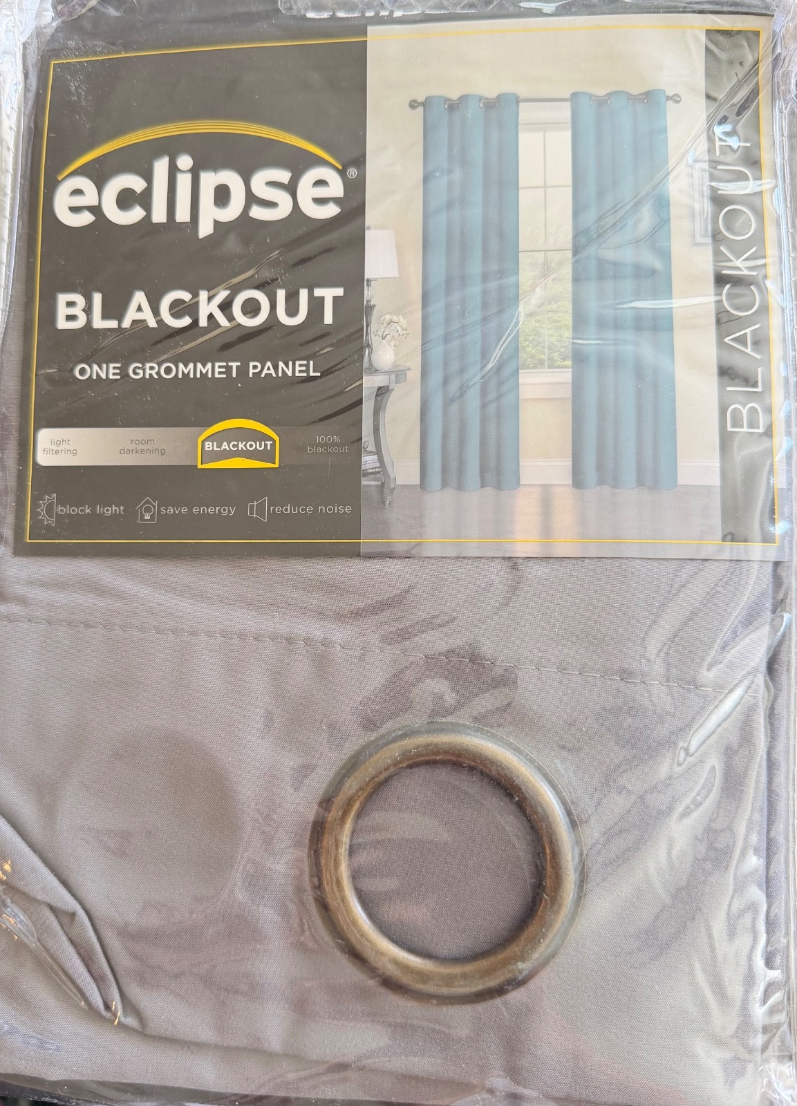 Eclipse Blackout Thermaback Curtain Panel 42×95 Smoke Gray Grommet NEW