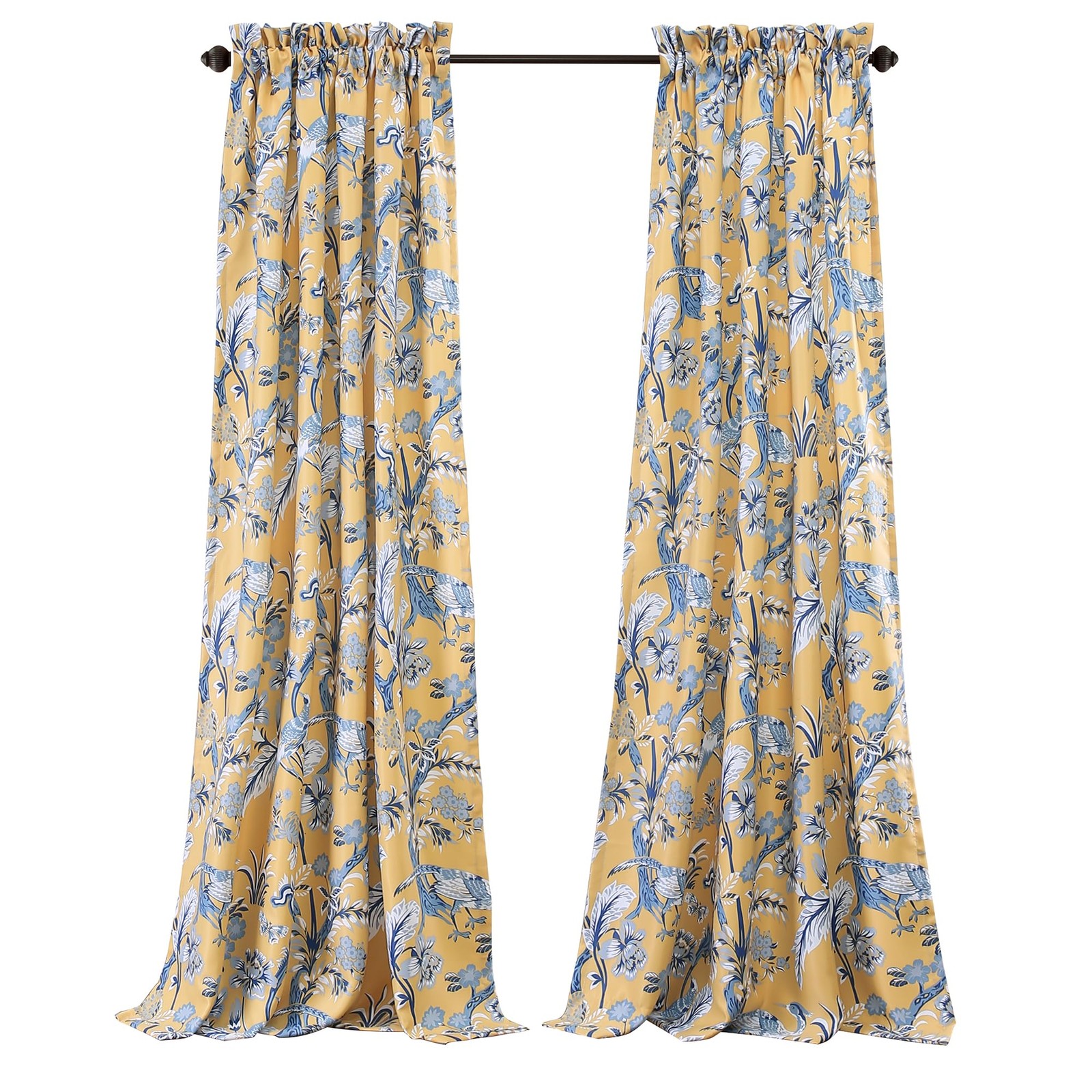 Dolores Light Filtering Window Panels, Pair, 52″ W x 84″ L, Yellow – Floral C…