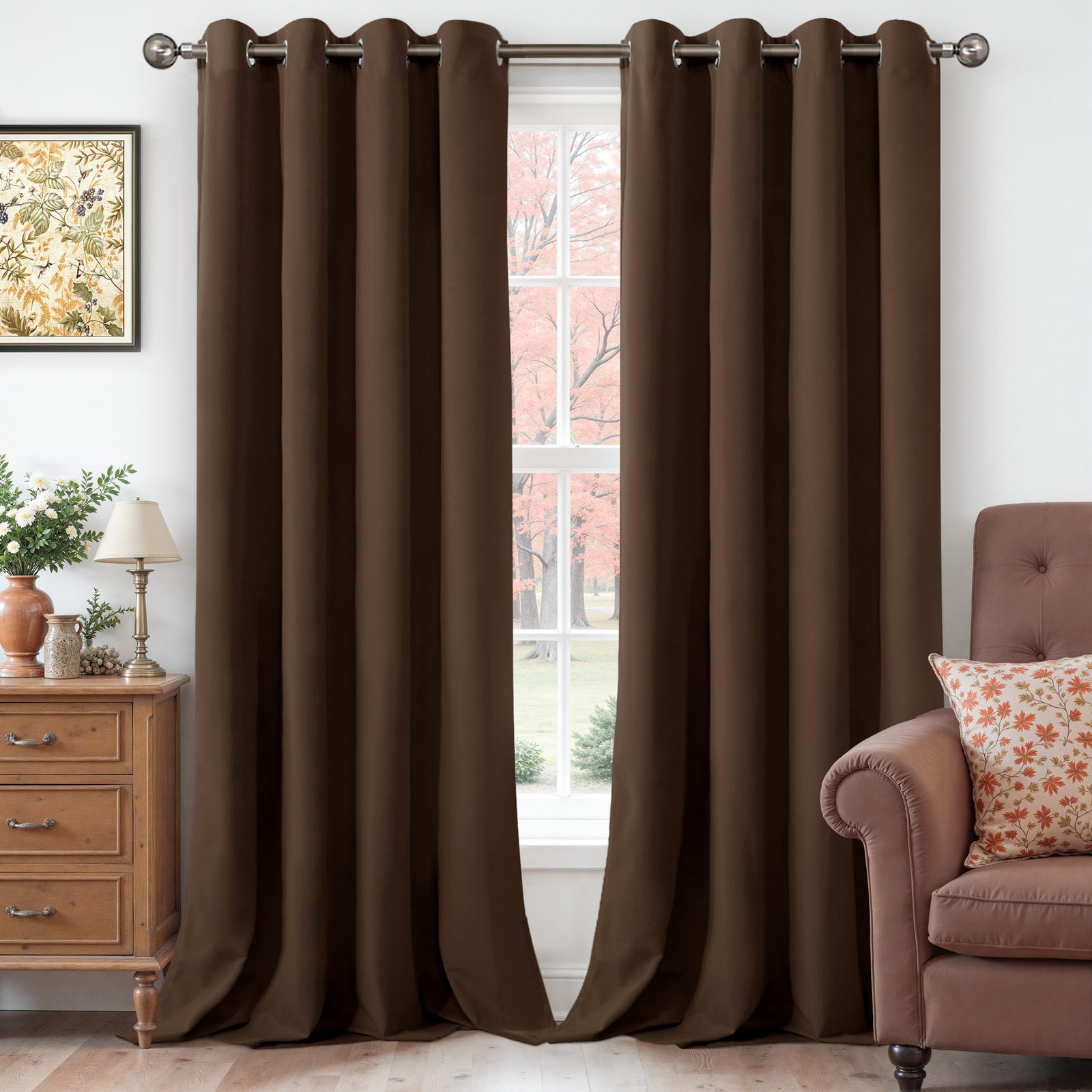 Dark Brown Velvet Curtains 84 Inch Length 2 Panels Set for Living Room, Choco…
