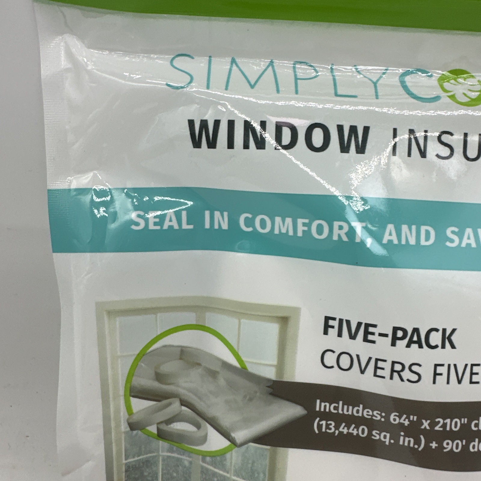 2 Packs Simply Conserve Insulating Window Film Kit Clear 5-Pack 36x60in Plastic