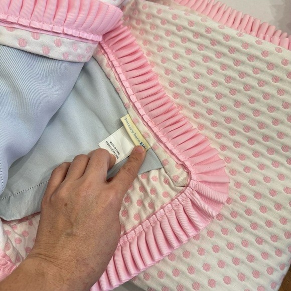 Pottery Barn Audrey Polka Dot CUSTOM Drapes Set 2 Pink Embroidered Chenille RARE