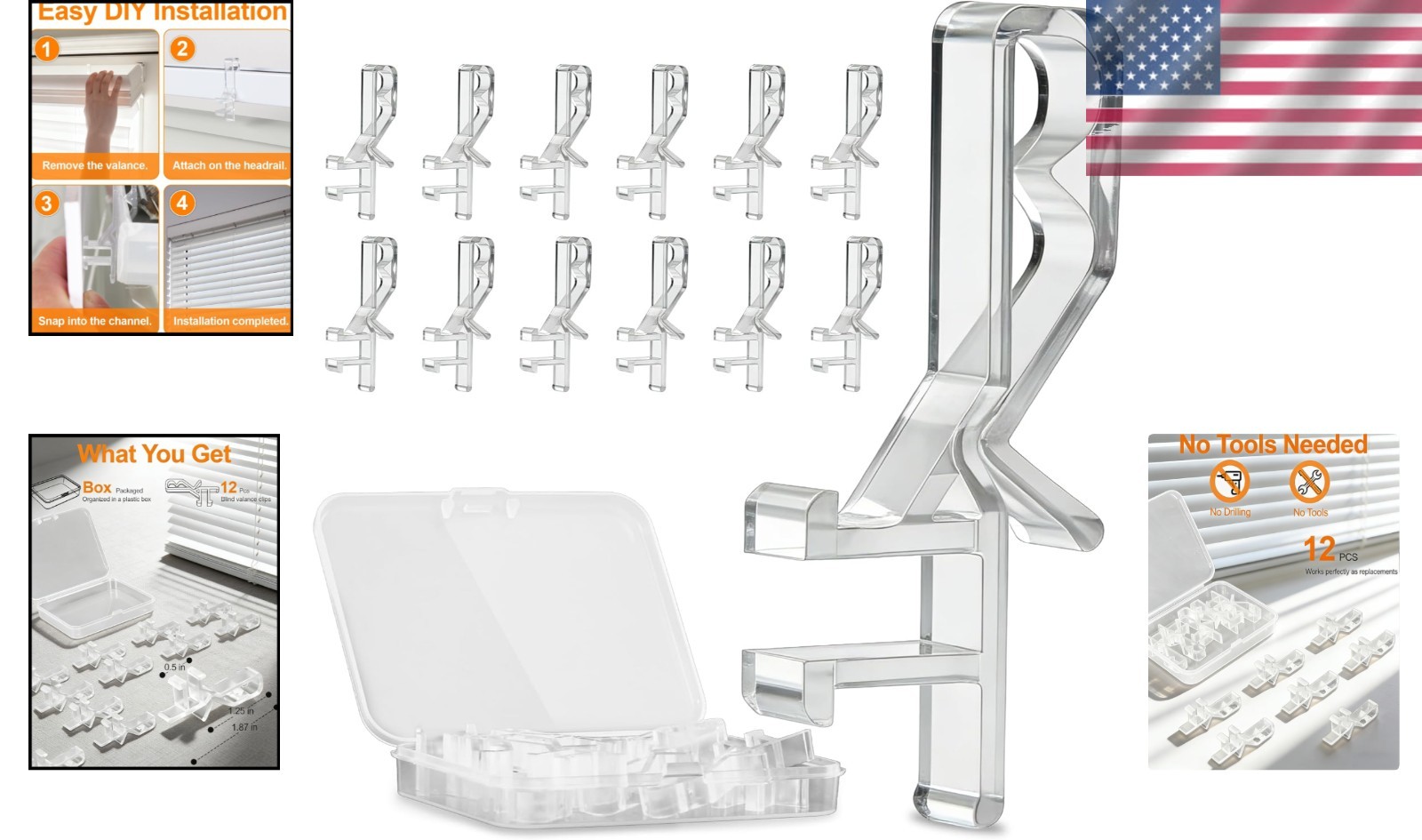 Invisible 12 Pcs Blind Valance Replacement Clips – 1-7/8 Inch Ease Installation