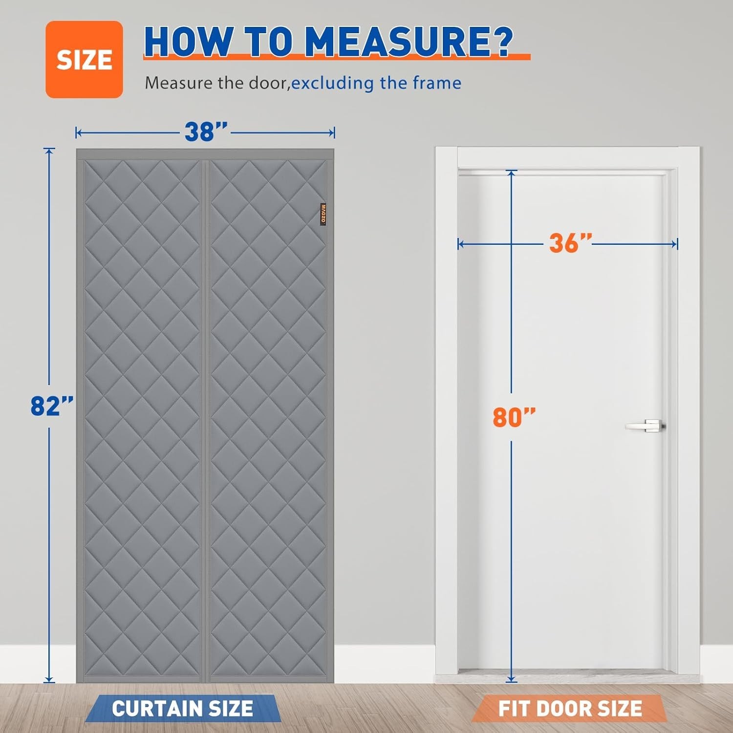 Magnetic Thermal Insulated Door Curtain Fits Door Size 36″ x 80″ Oxford Cloth