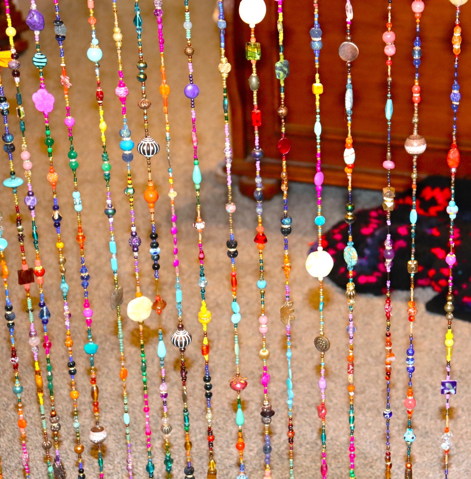 Beaded Room Divider Seven Feet Long 50 Strands Moroccan Colors