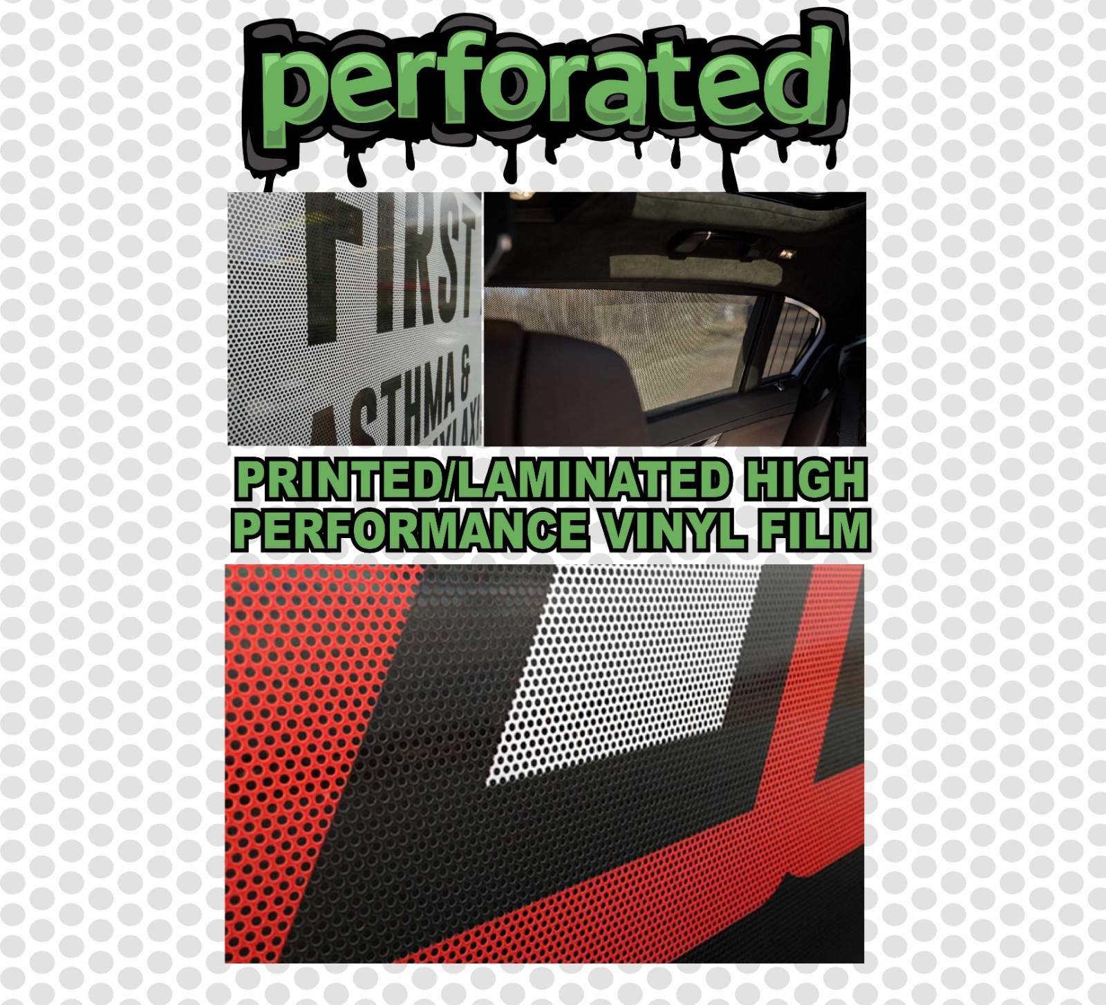 Custom Printed Perforated Vinyl Window Film with Lamination – One Way Vision Car