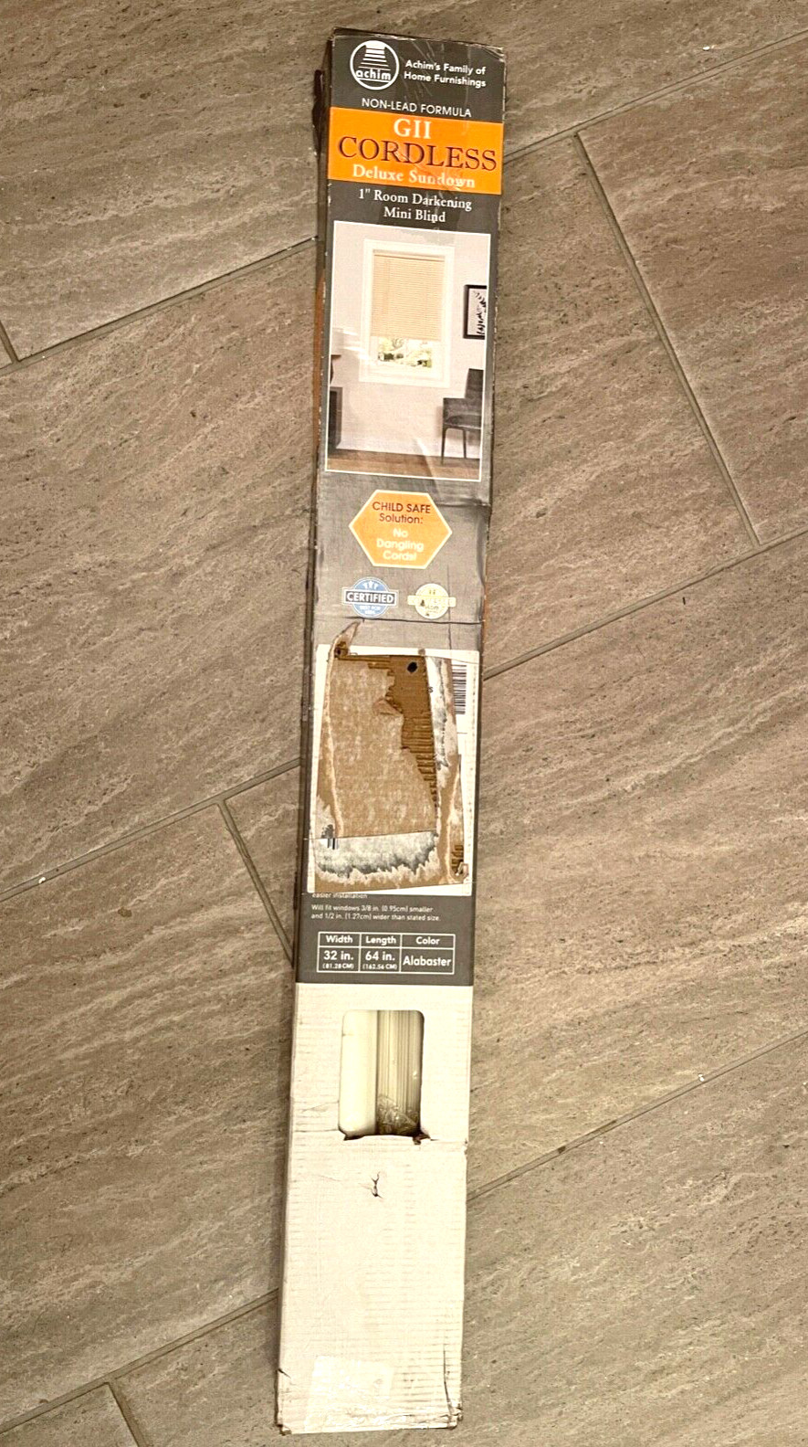 GII Cordless Deluxe Sundown 1 Room Darkening Mini Blind 32″ x 64″ Alabaster