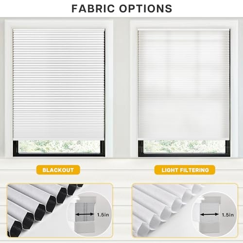 Cordless Cellular Blinds, No Drill Blackout 38″ W x 72″ H Blackout-white